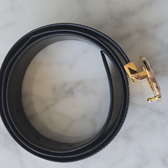 Cartier Black Leather Belt Gold Round Buckle Sz S - Picture 7 of 9